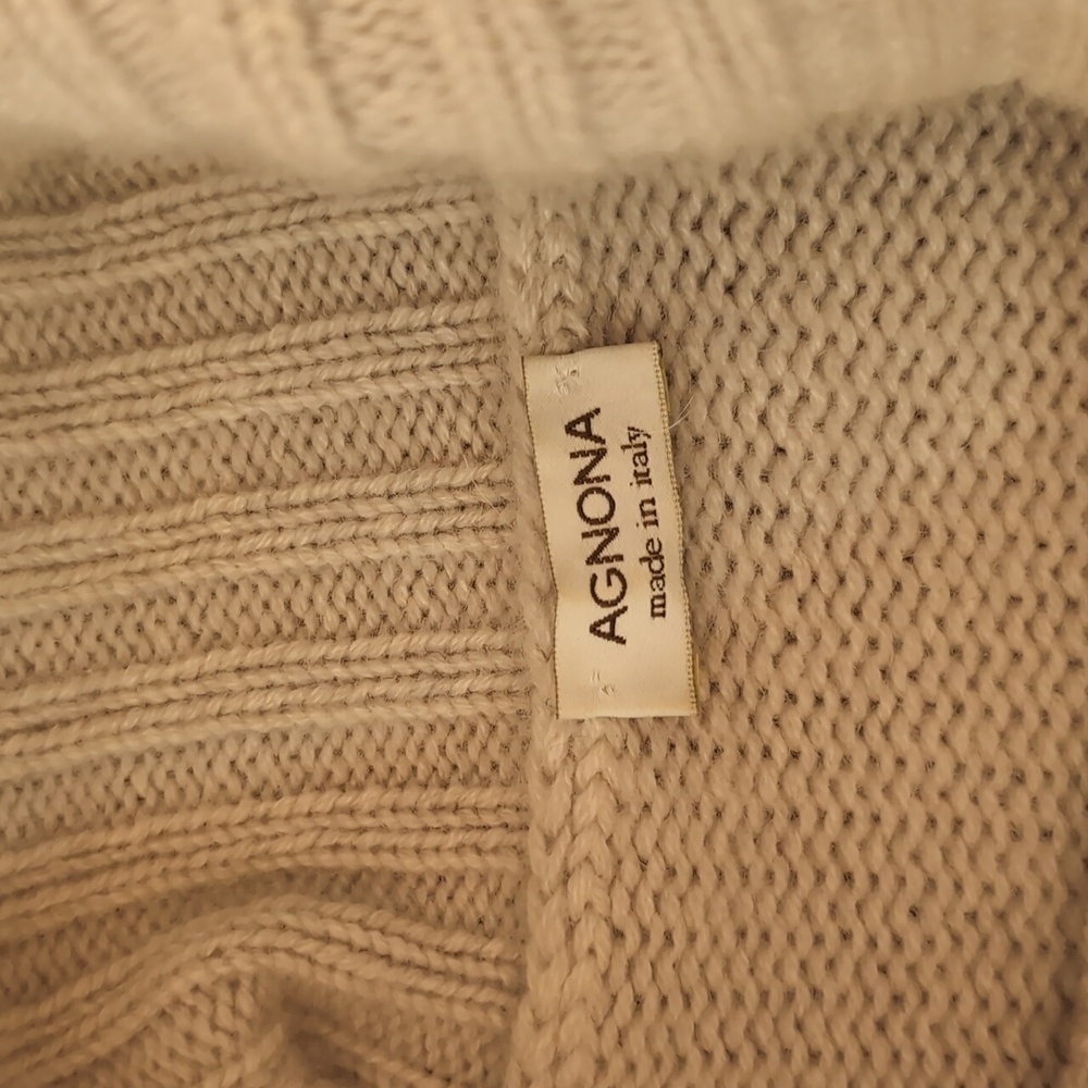 Agnona 100% Cashmere Beige Turtleneck Sweater Size 50 Large - Picture 7 of 8